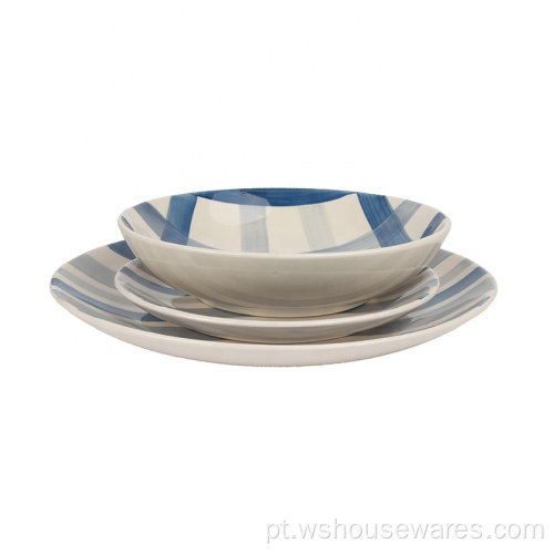 Louça de jantar de mesa de porcelana de cerâmica branca